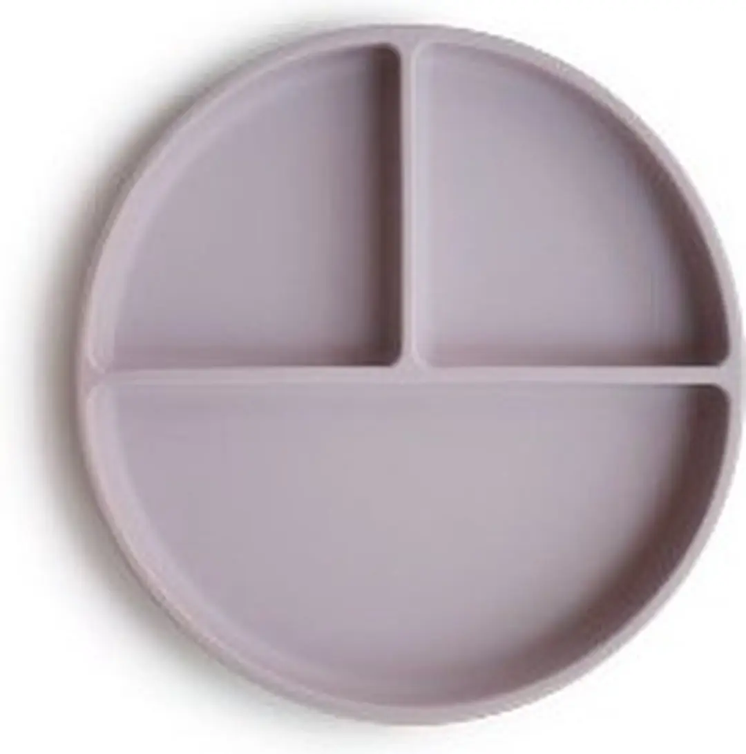 Mushie Silicone Suction Servies met Bestek - 3 Stuks - Soft Lilac