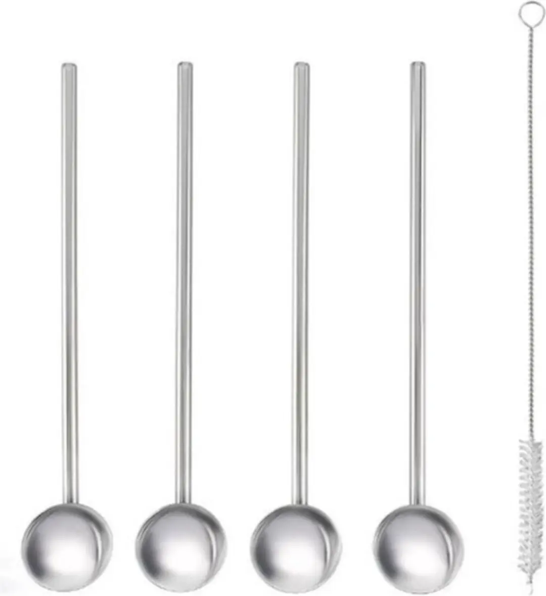 Metaltex Cocktaillepel Rietjes Set RVS - 5-delig - Zilver - afbeelding 6 van 6