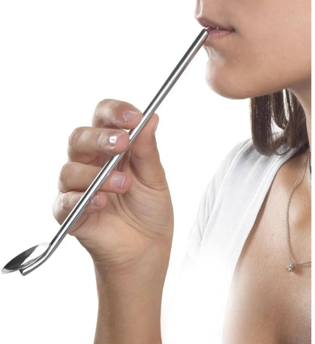 Metaltex Cocktaillepel Rietjes Set RVS - 5-delig - Zilver