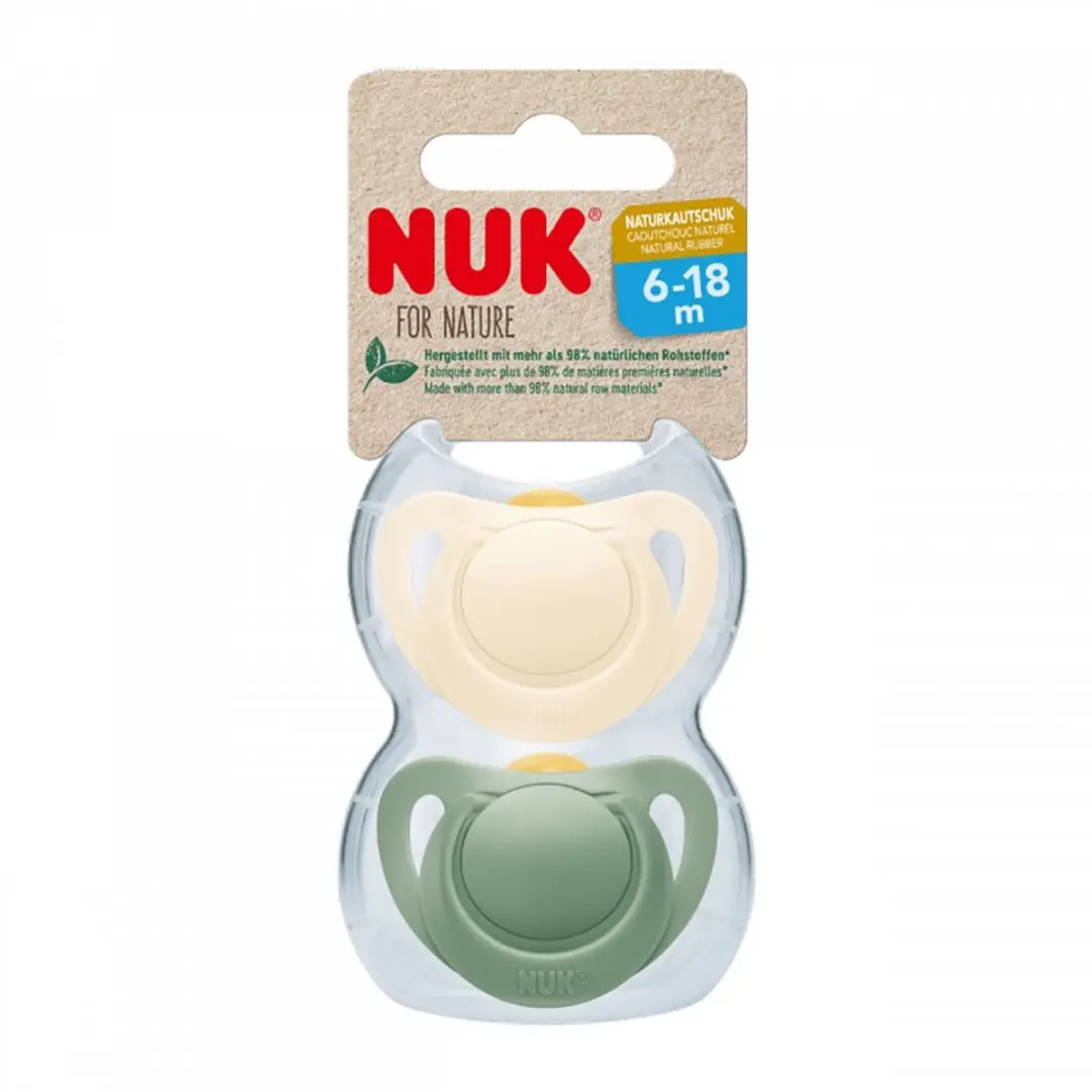 NUK For Nature Latex Fopspeen 6-18 Maanden - 2 Stuks Groen