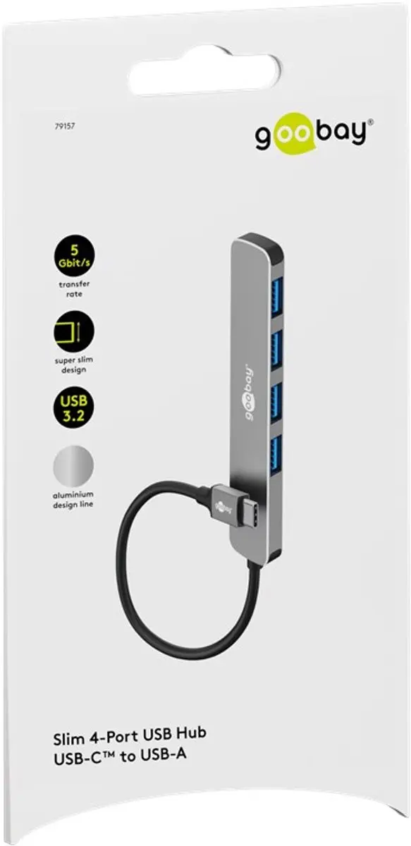 Goobay 79157 USB Hub USB-C - 4x USB-A 5Gbps Grijs