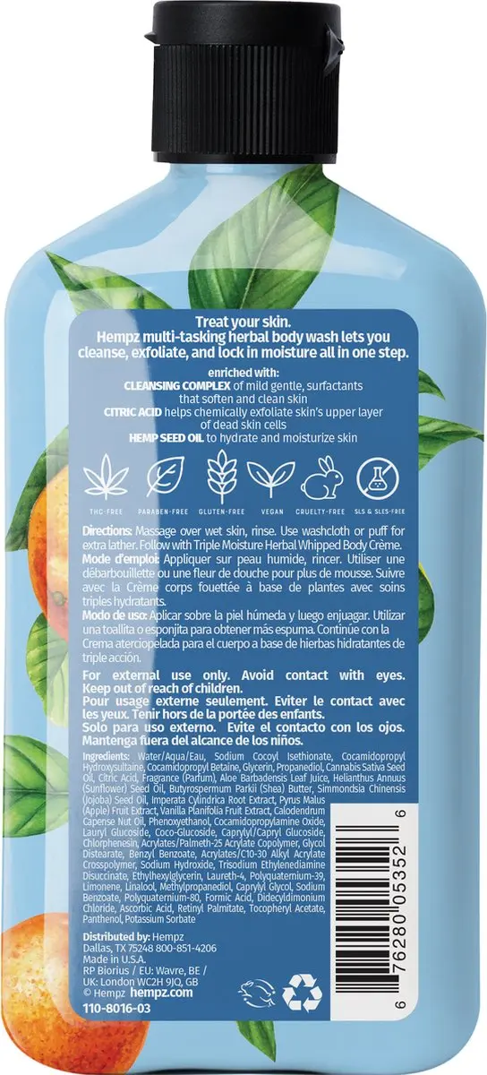Hempz Triple Moisture Fresh Citrus Herbal Body Wash 500ml