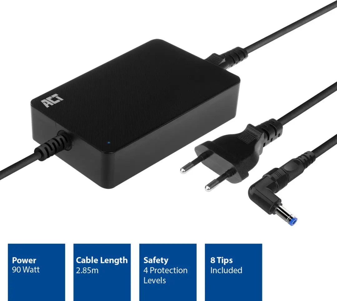 ACT AC2060 Universele Laptoplader 90W - Zwart