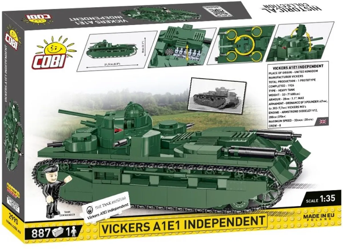 Cobi Vickers A1E1 Indepen COBI-2990 - 887 Stukken - Meerkleurig - afbeelding 6 van 6
