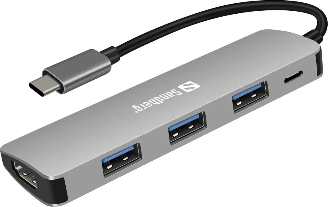 Sandberg 136-32 USB-C Dock - HDMI + 3x USB + PD 100W - Grijs - afbeelding 6 van 6