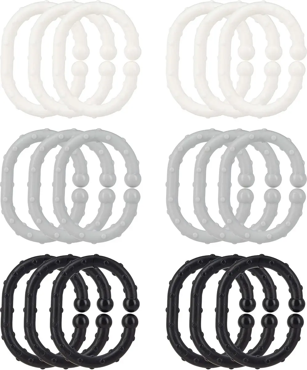 Nûby Kinderwagenketting - 18 Stuks - Zwart/Wit/Grijs