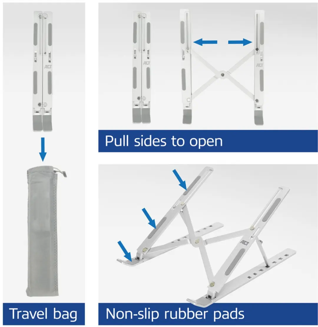 ACT Essentials AC8121 Laptopstandaard - 13.3-15.6" - Grijs