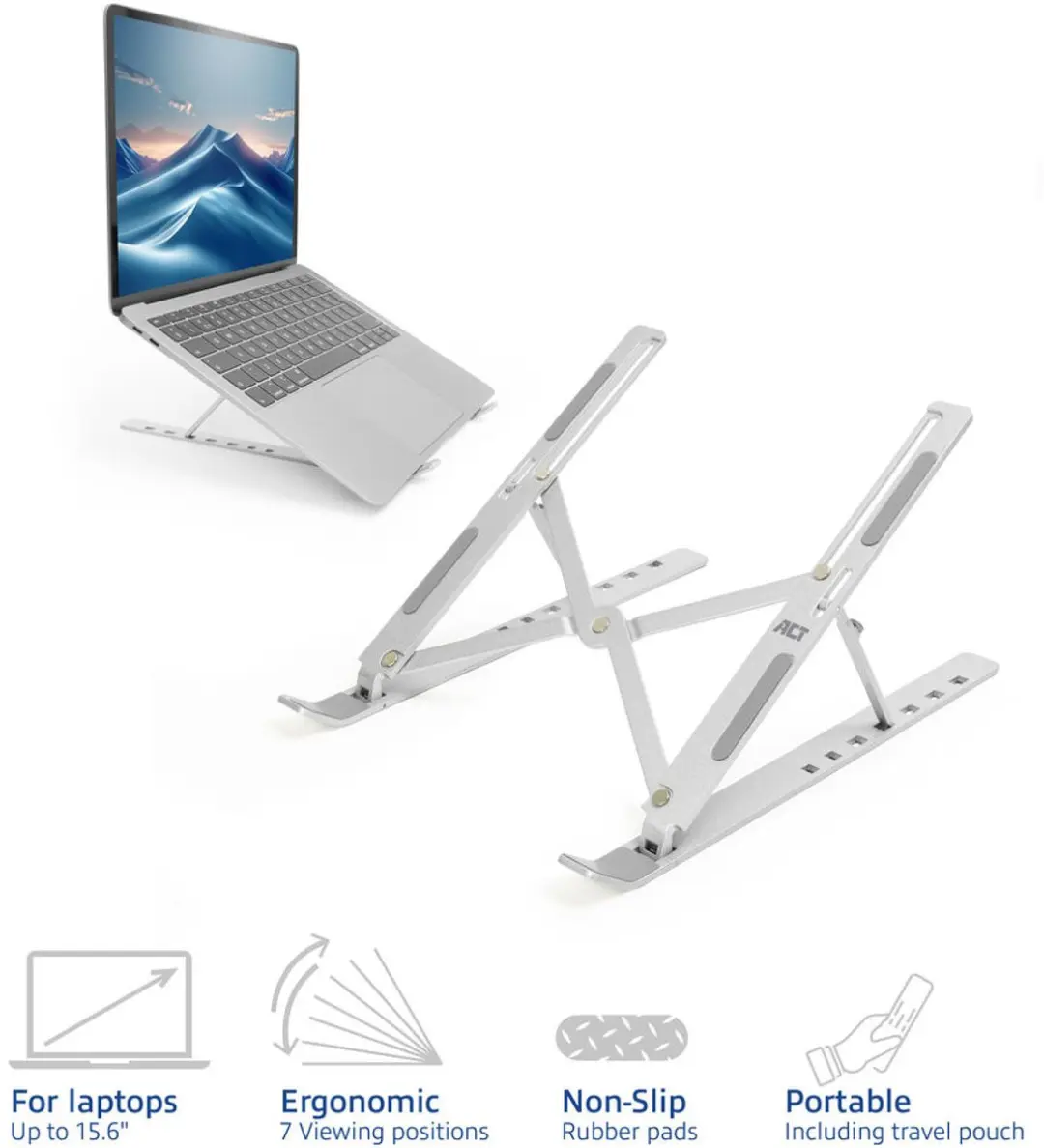ACT Essentials AC8121 Laptopstandaard - 13.3-15.6" - Grijs