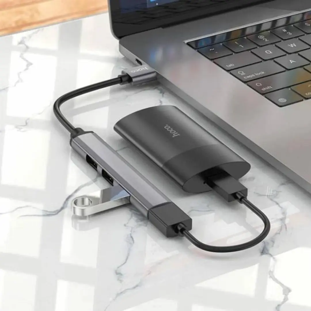 Hoco HB26C 4-in-1 USB-C Hub - 2x USB-C 3.1 Gen1 + USB-A 3.0