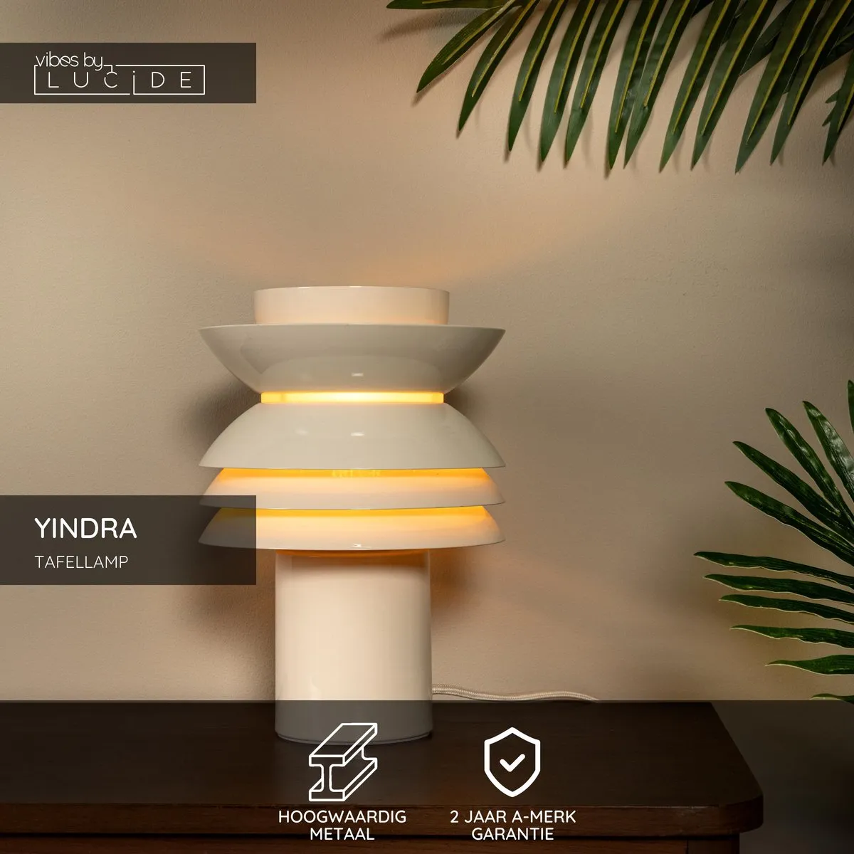 Lucide Yindra Tafellamp Ø17,5cm - Beige