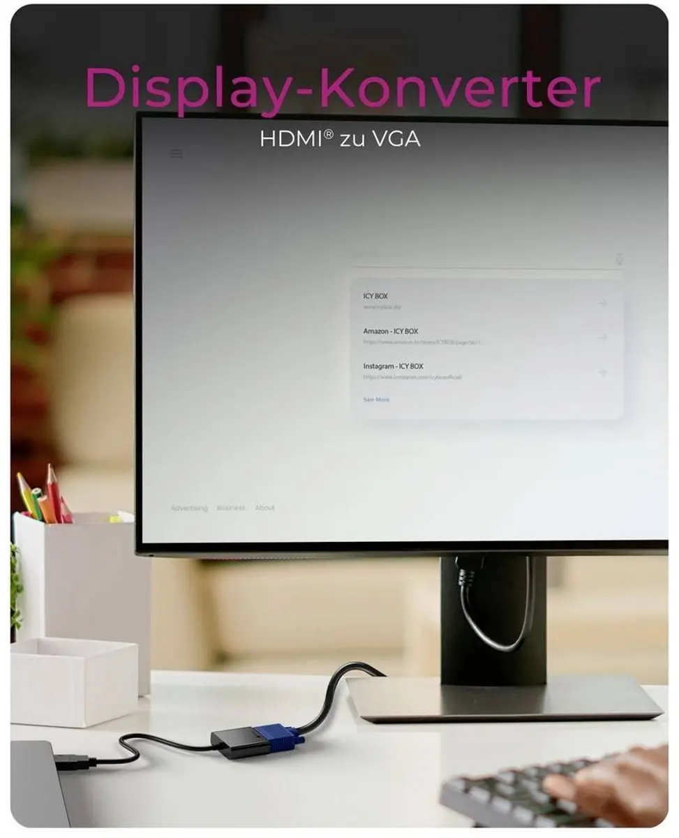 Icy Box 61119 HDMI-VGA Adapter - Zwart