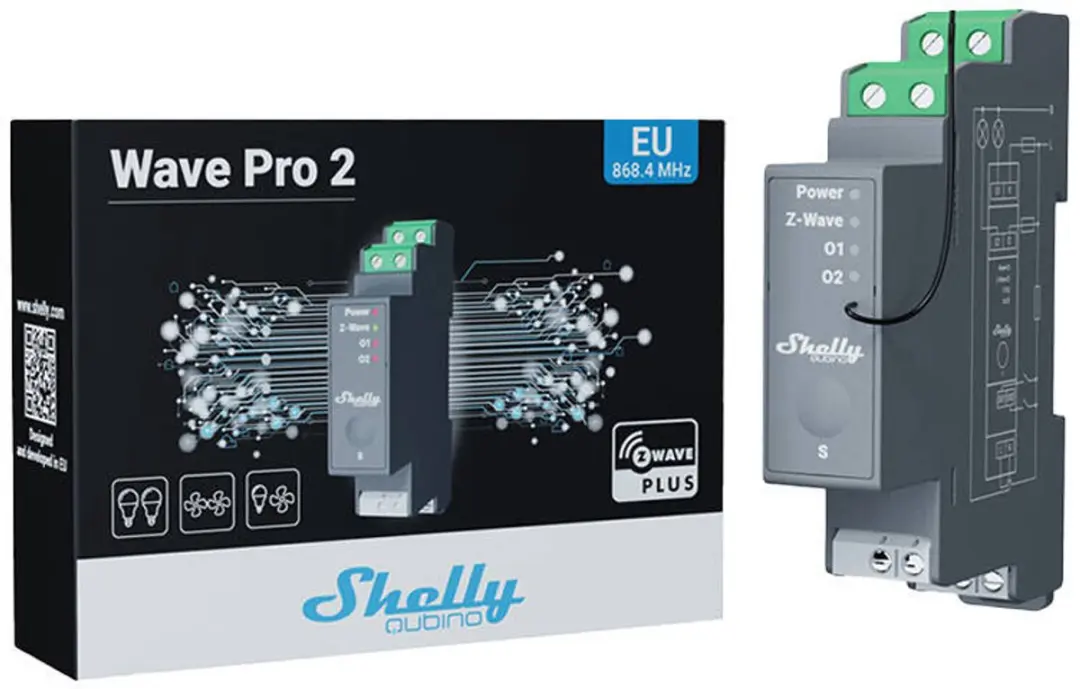 Shelly Qubino Pro 2-Kanaals Z-Wave Din-Rail Relais 3800235269114 - Transparent