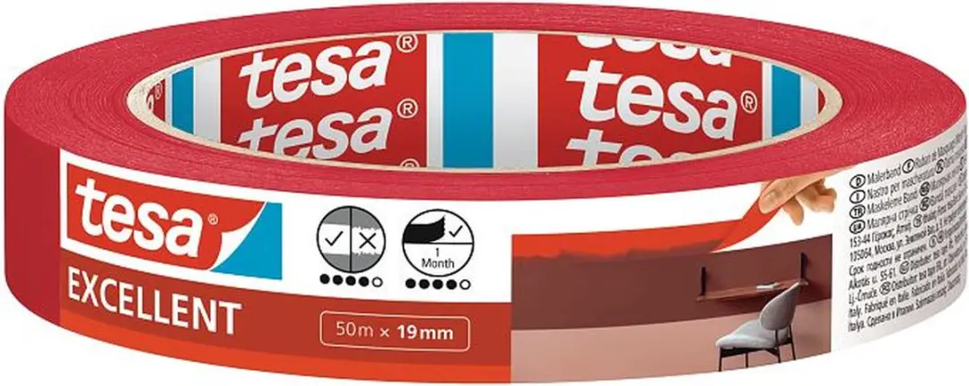Tesa Excellent Schilderstape 50m x 19mm - Rood