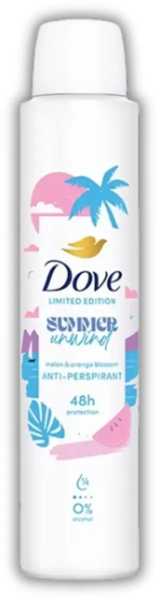 Dove Deodorant Spray Summer Unwind 6x200ml - 48u Bescherming