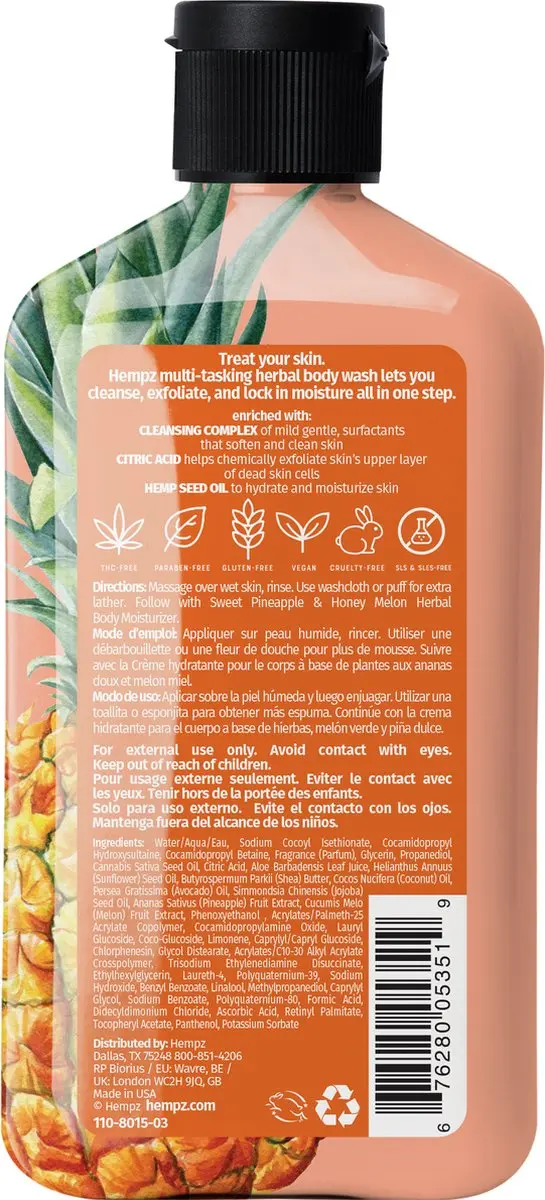 Hempz Sweet Pineapple & Honey Melon Bodywash 500ml