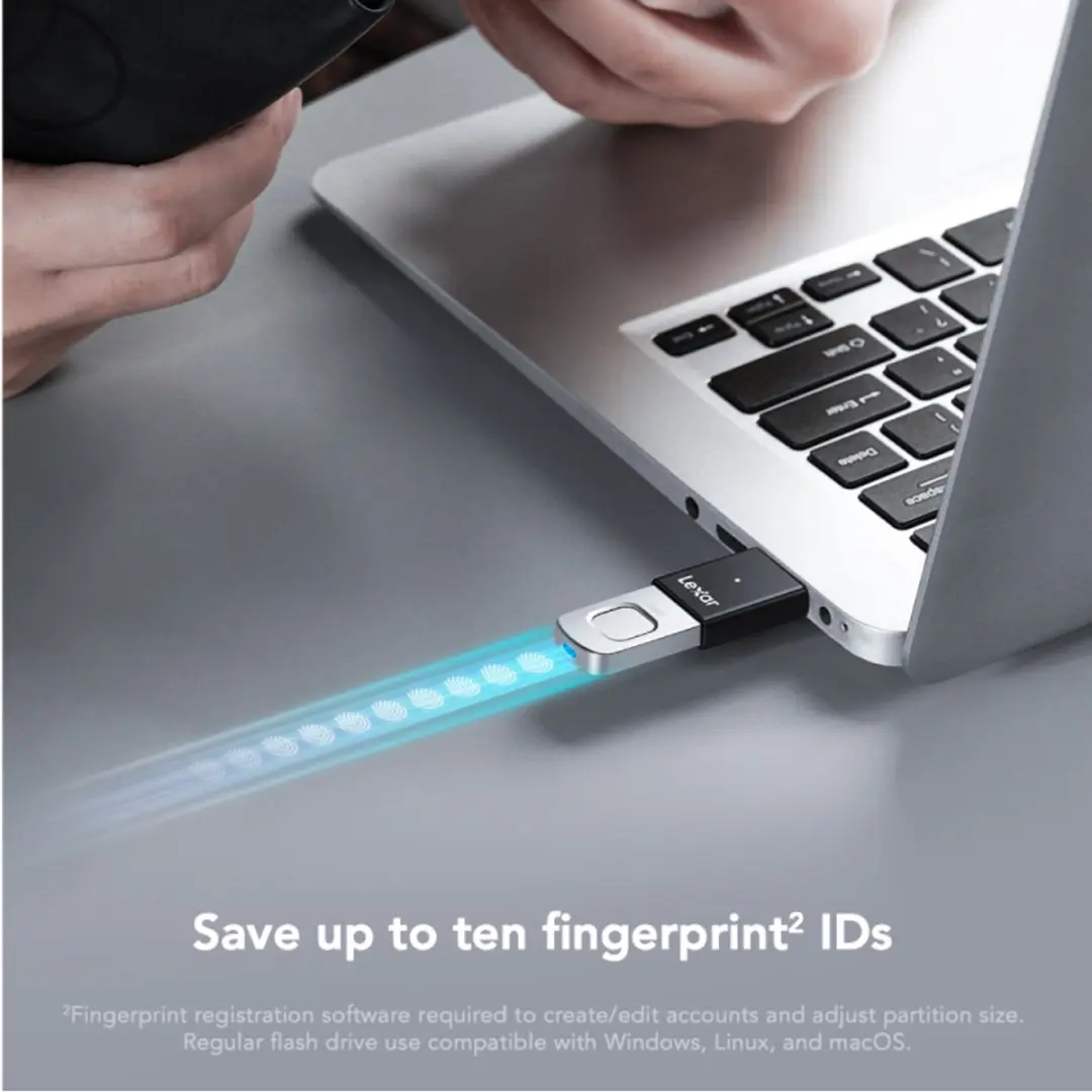 Lexar JumpDrive F35 PRO USB Flash Drive 64GB - Vingerafdrukbeveiliging - Zwart