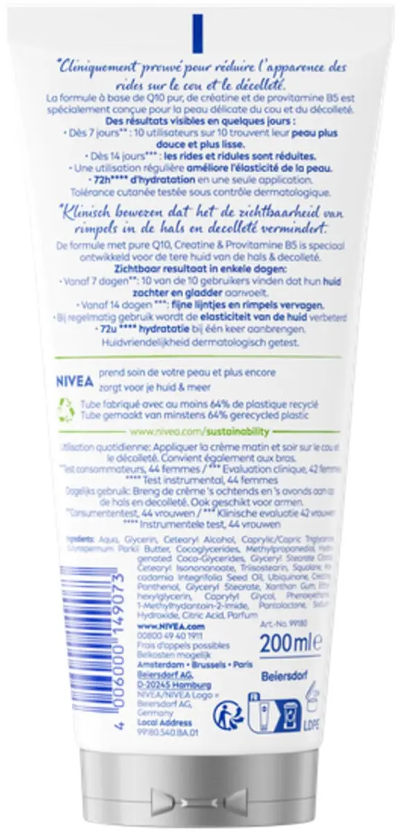 NIVEA Neck & Decolleté Crème Q10 200ml - 25 Stuks
