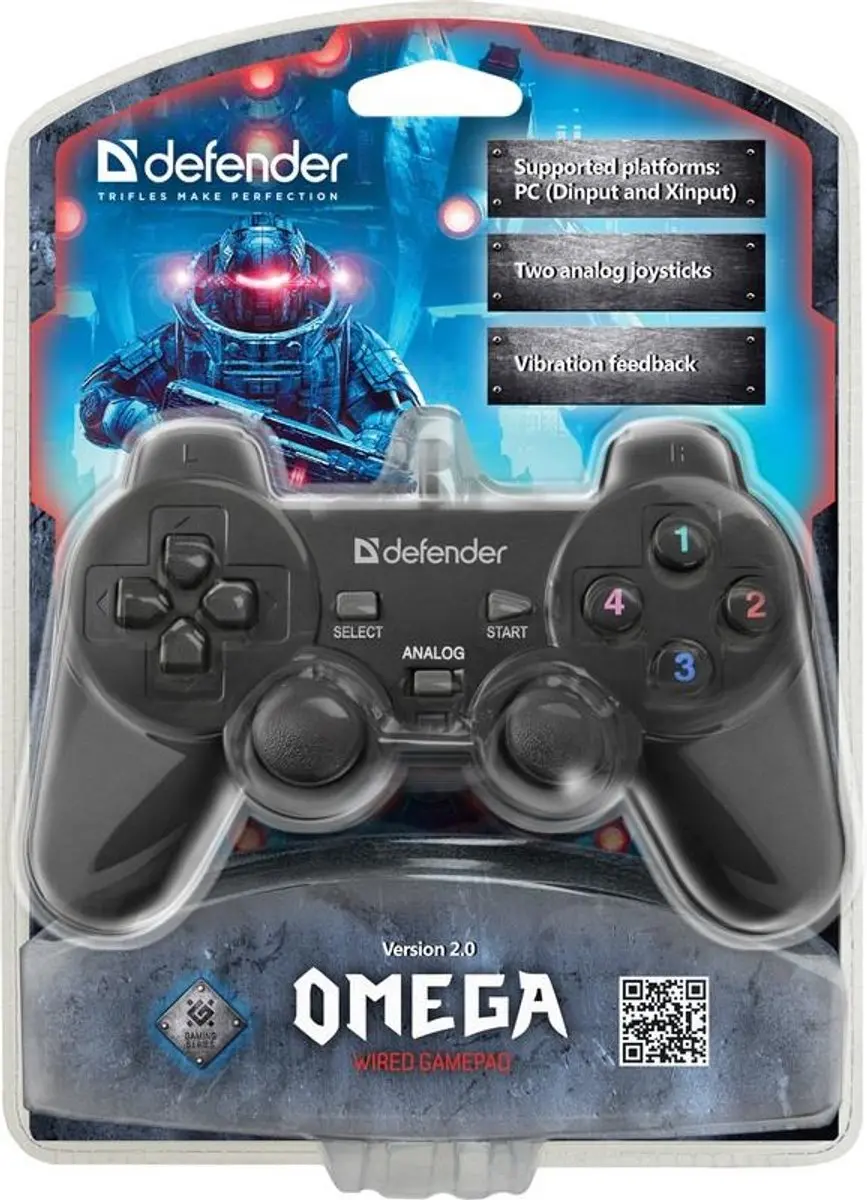 Defender Gamepad Omega 4714033642477 Bedraad - 12 Knoppen - Transparent