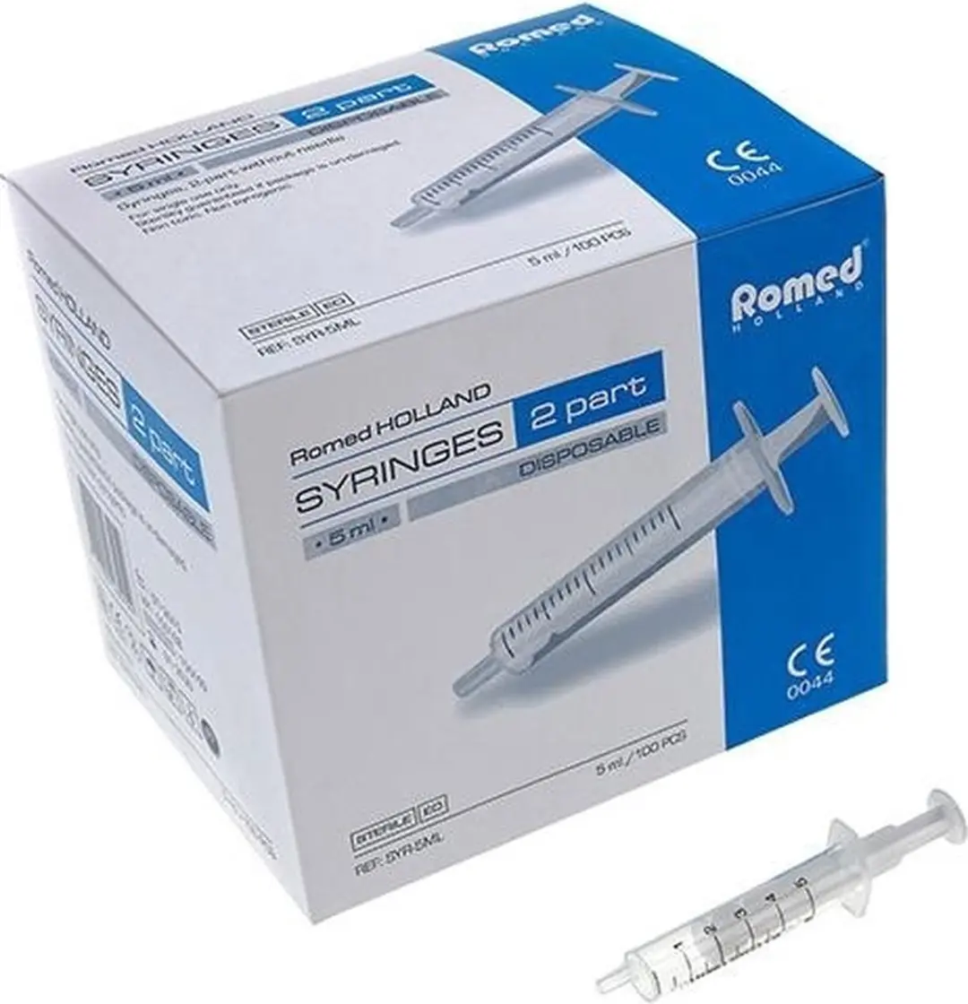 Romed 2-delige Injectiespuiten 5ml Luer Slip - 600 Stuks - afbeelding 2 van 3