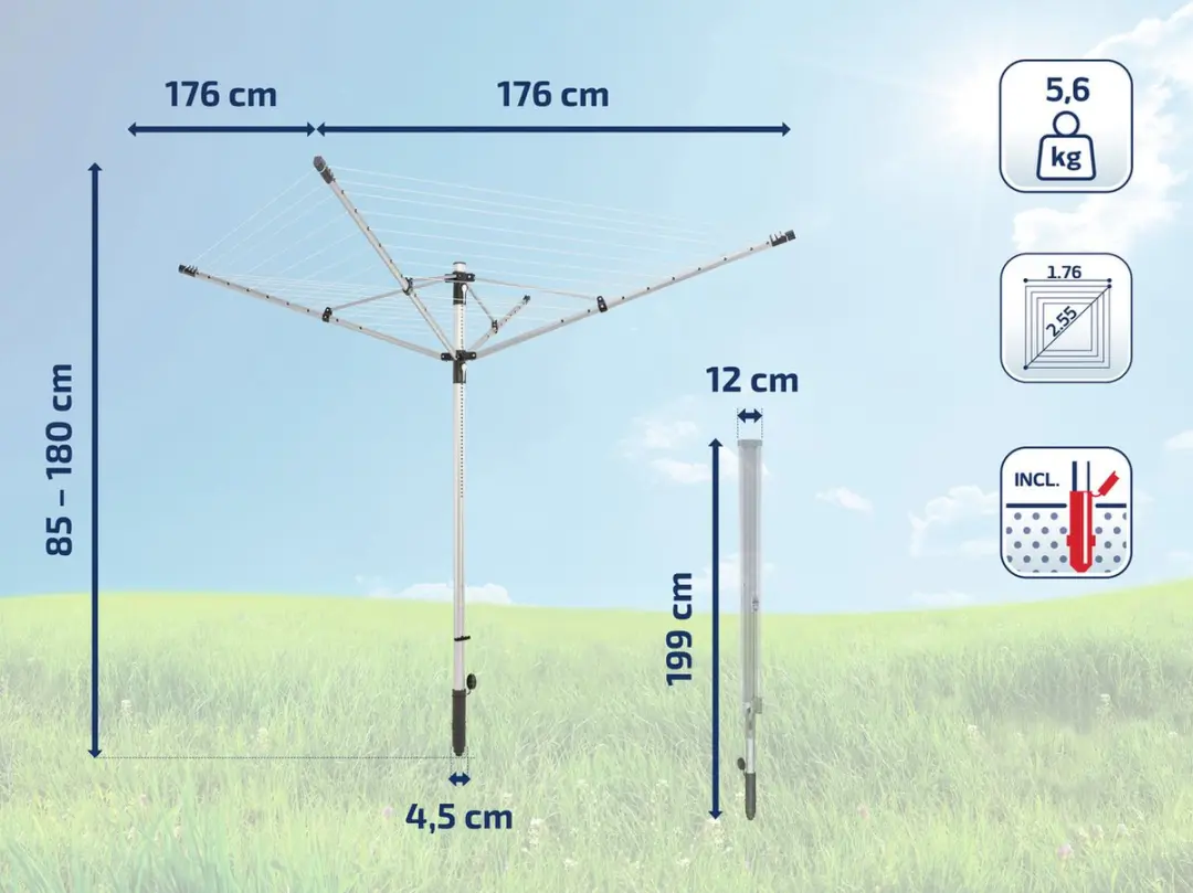 Leifheit Linolift 500 Droogmolen 50m - Kleurenmix
