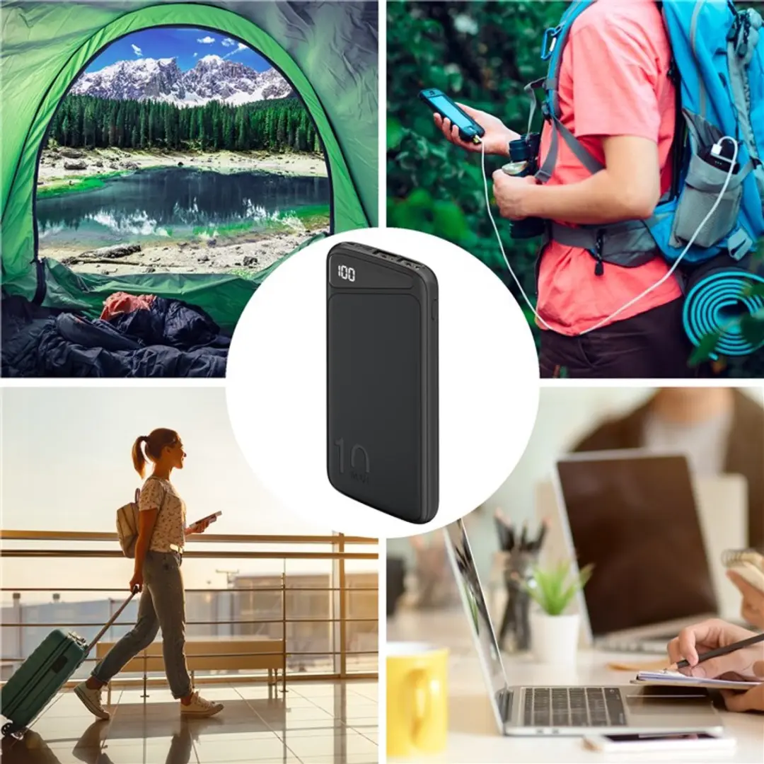 Goobay Powerbank 10.000mAh 2x USB-A - 2x Smartphone - Zwart