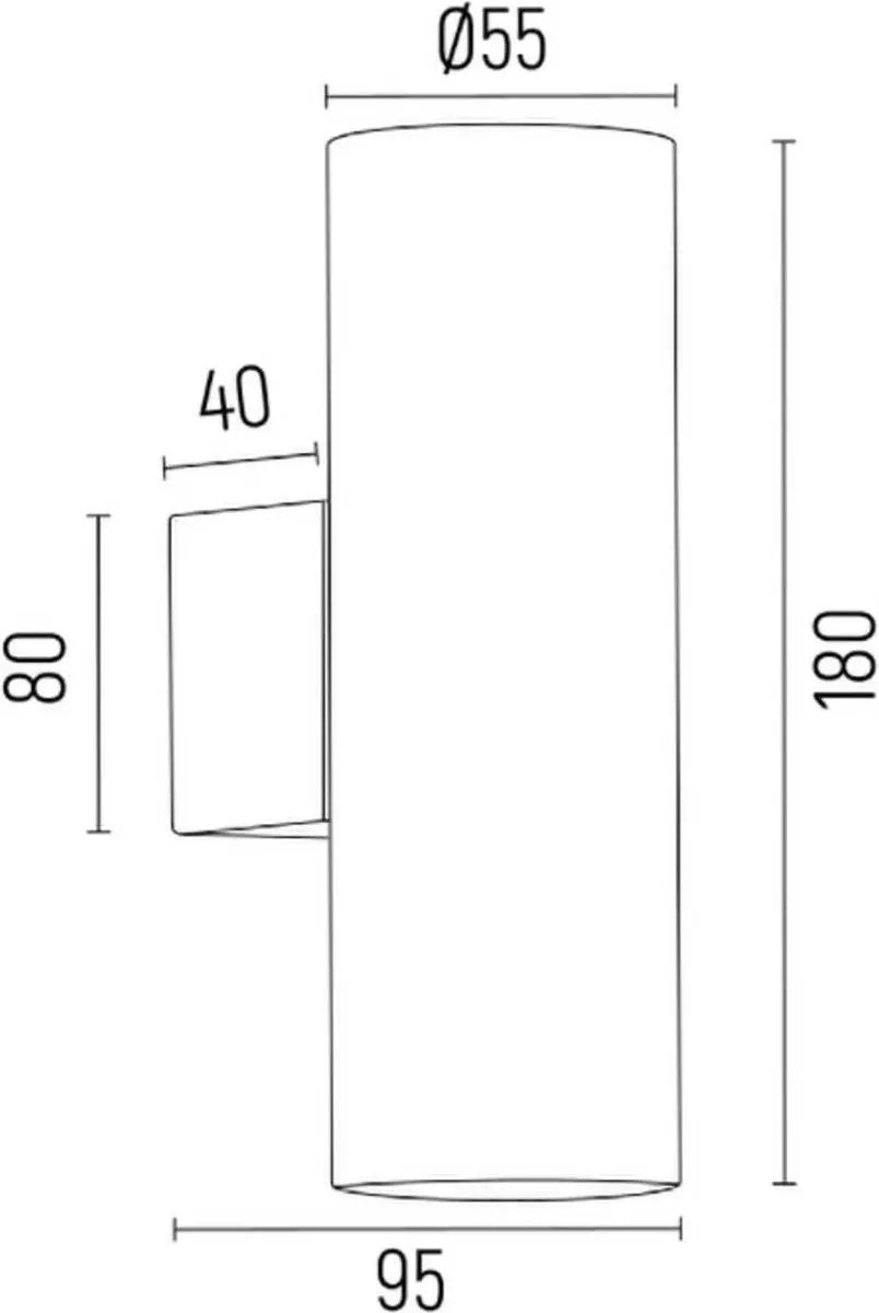 Euluna Wandlamp 2 Lichtpunten - Staal - Zwart - afbeelding 6 van 6