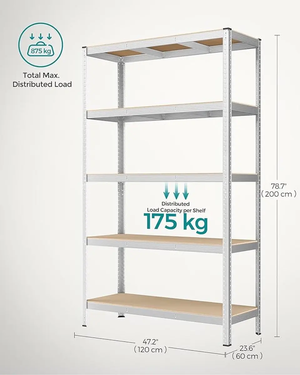 Songmics GLR060E01 Stellingkast 5-laags - 60x120x200cm - Zilver