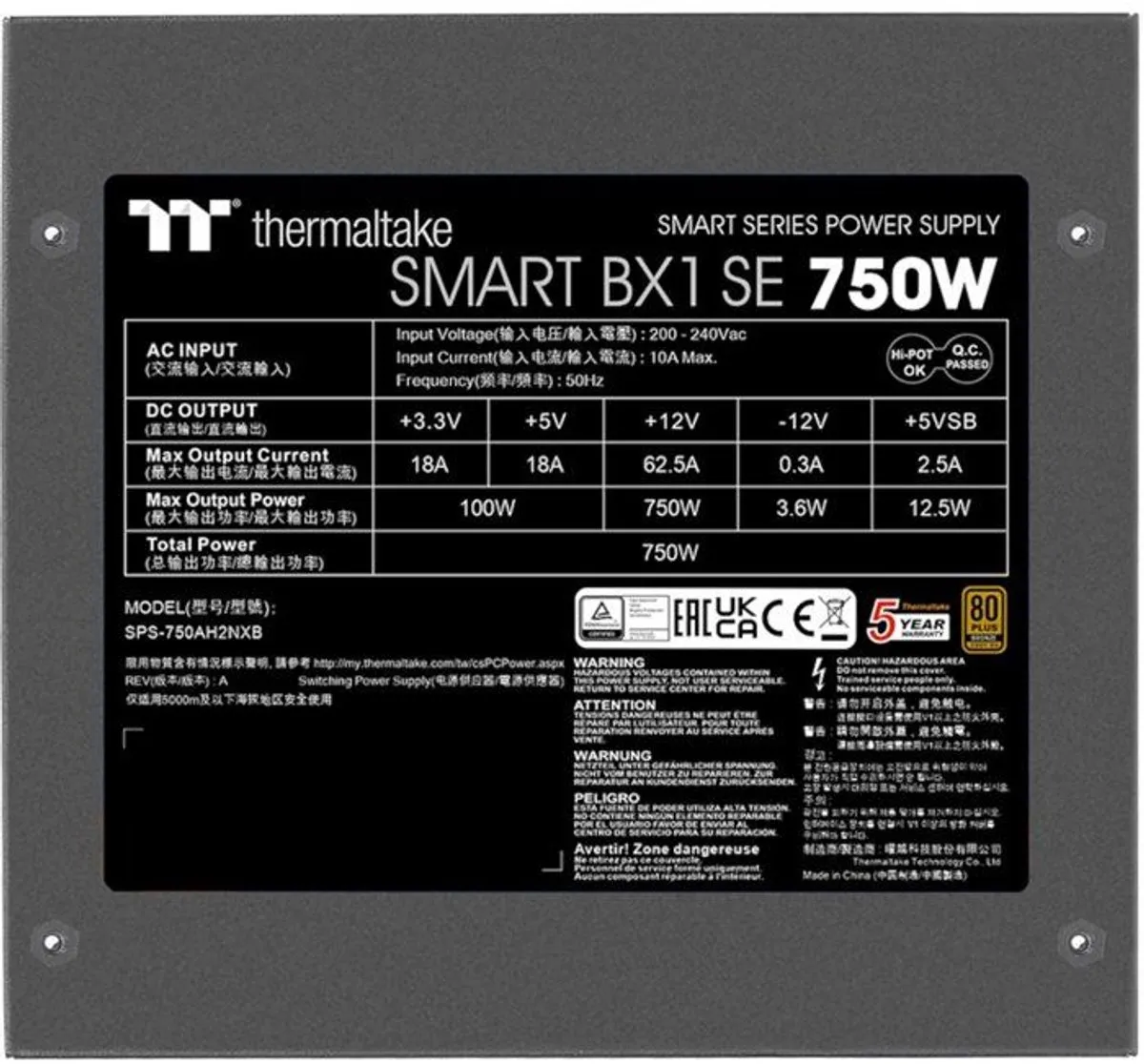 Thermaltake SMART BX1 SE 750W Voeding - 80 Plus Bronze