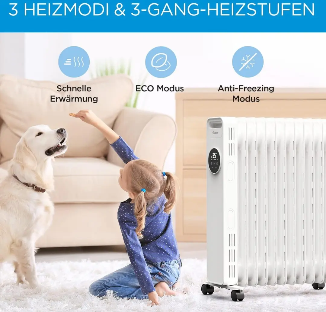 Midea Olieradiator 2300W - 11 Ribben - 24-uurs Timer