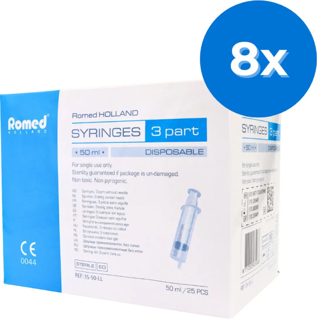 Romed 3-delige Injectiespuiten 50ml Luer Lock