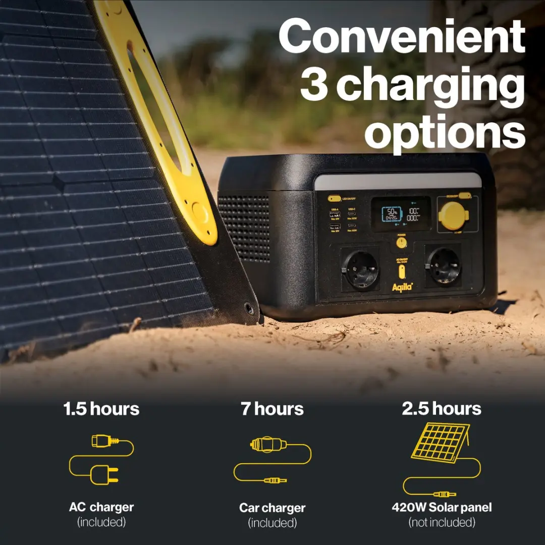 Aqiila Portable Powerstation 1000W 614Wh - LiFePO4
