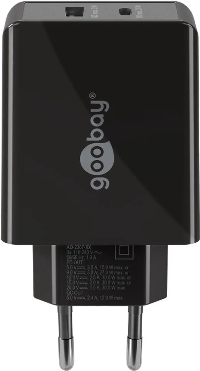 Goobay 61673 Thuislader 30W - USB-C PD & USB-A - Zwart