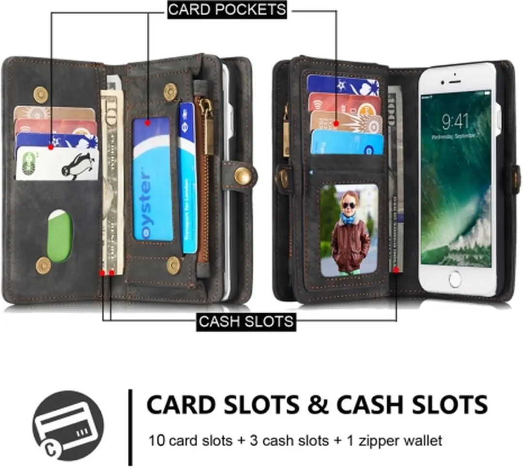Caseme 008 Telefoonhoesje iPhone SE (2022) - 2in1 Bookcase - Zwart - afbeelding 6 van 6