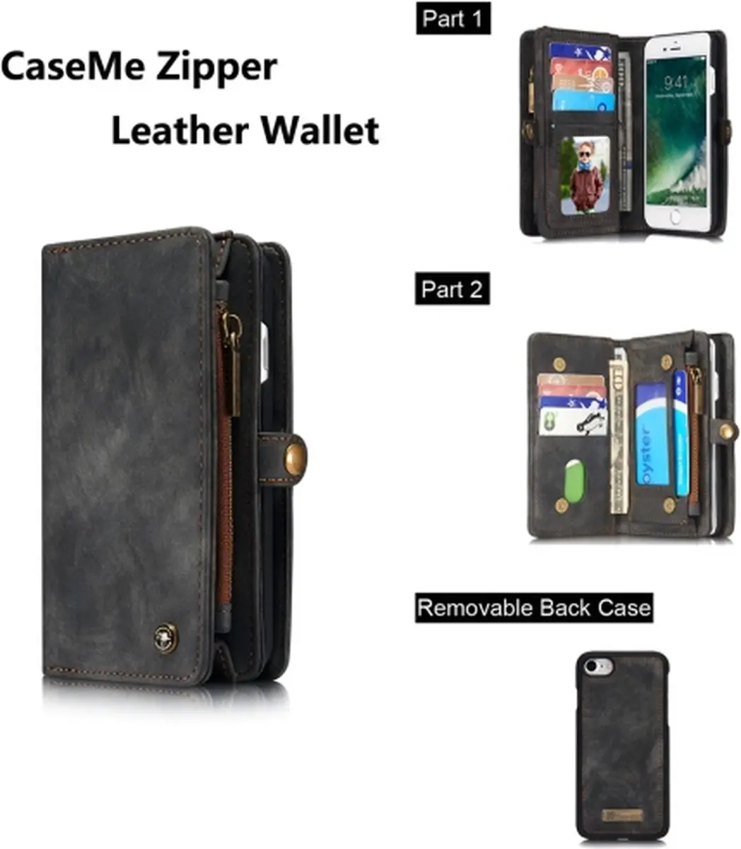 Caseme 008 Telefoonhoesje iPhone SE (2022) - 2in1 Bookcase - Zwart