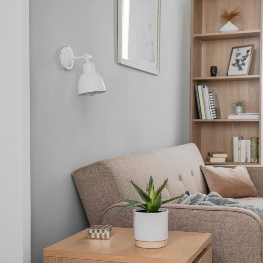 Euluna Wandlamp Staal 22cm - 1 Lichtpunt - E27 - Wit - afbeelding 3 van 6
