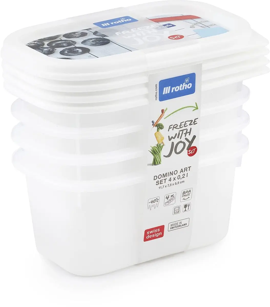 Rotho Domino Diepvriesdozen 4x0.2L - Wit