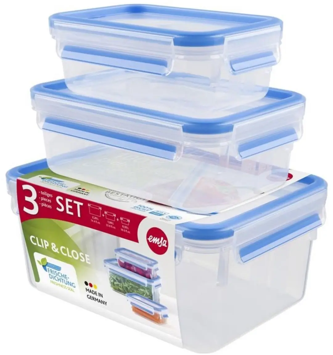 Emsa Clip & Close Vershouddozen 3 Stuks - Blauw - afbeelding 4 van 6