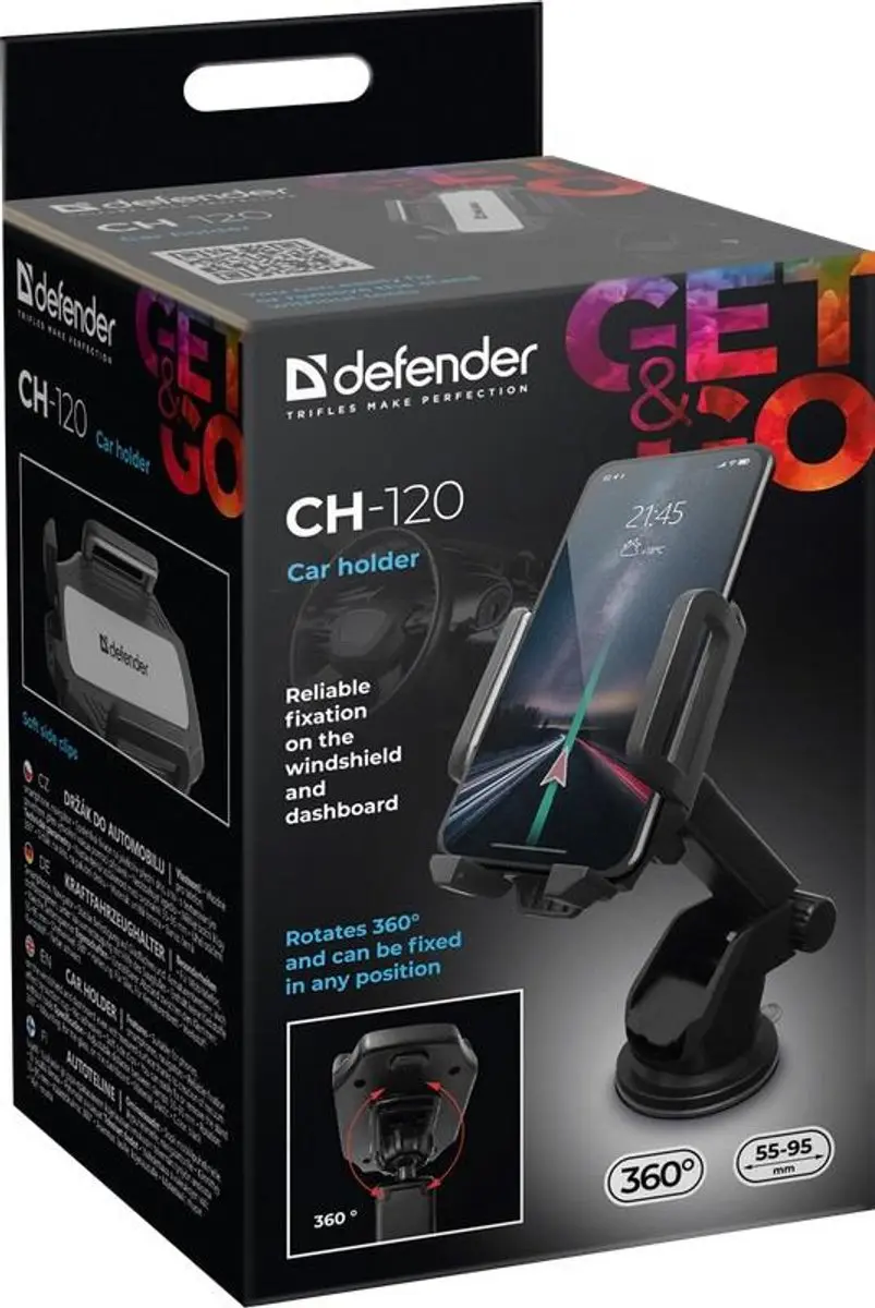 Defender CH120 Autohouder - Universeel 3.74" - Transparent