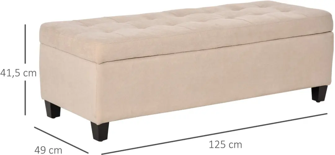 Homcom Sitzbank Beige - 125x49x41,5cm - afbeelding 6 van 6