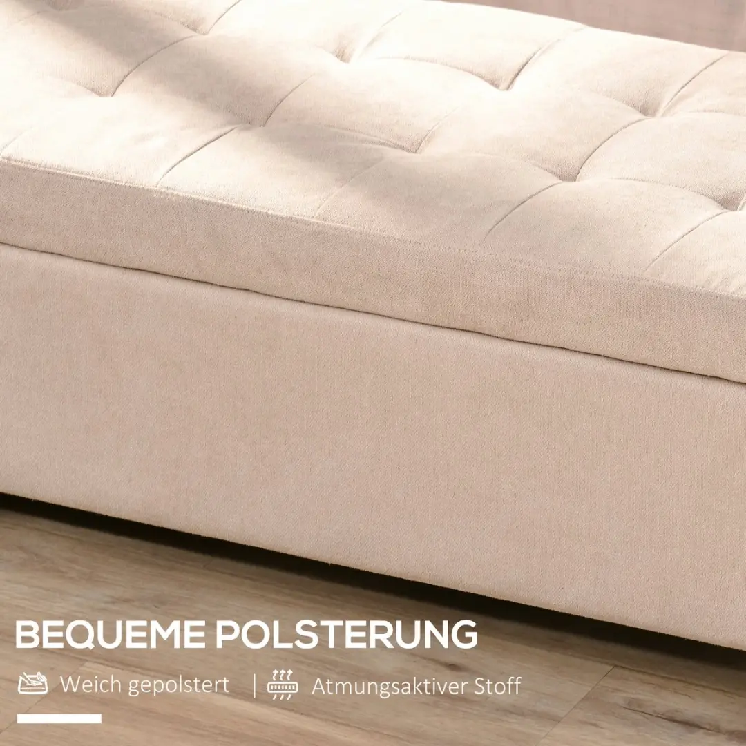 Homcom Sitzbank Beige - 125x49x41,5cm - afbeelding 4 van 6