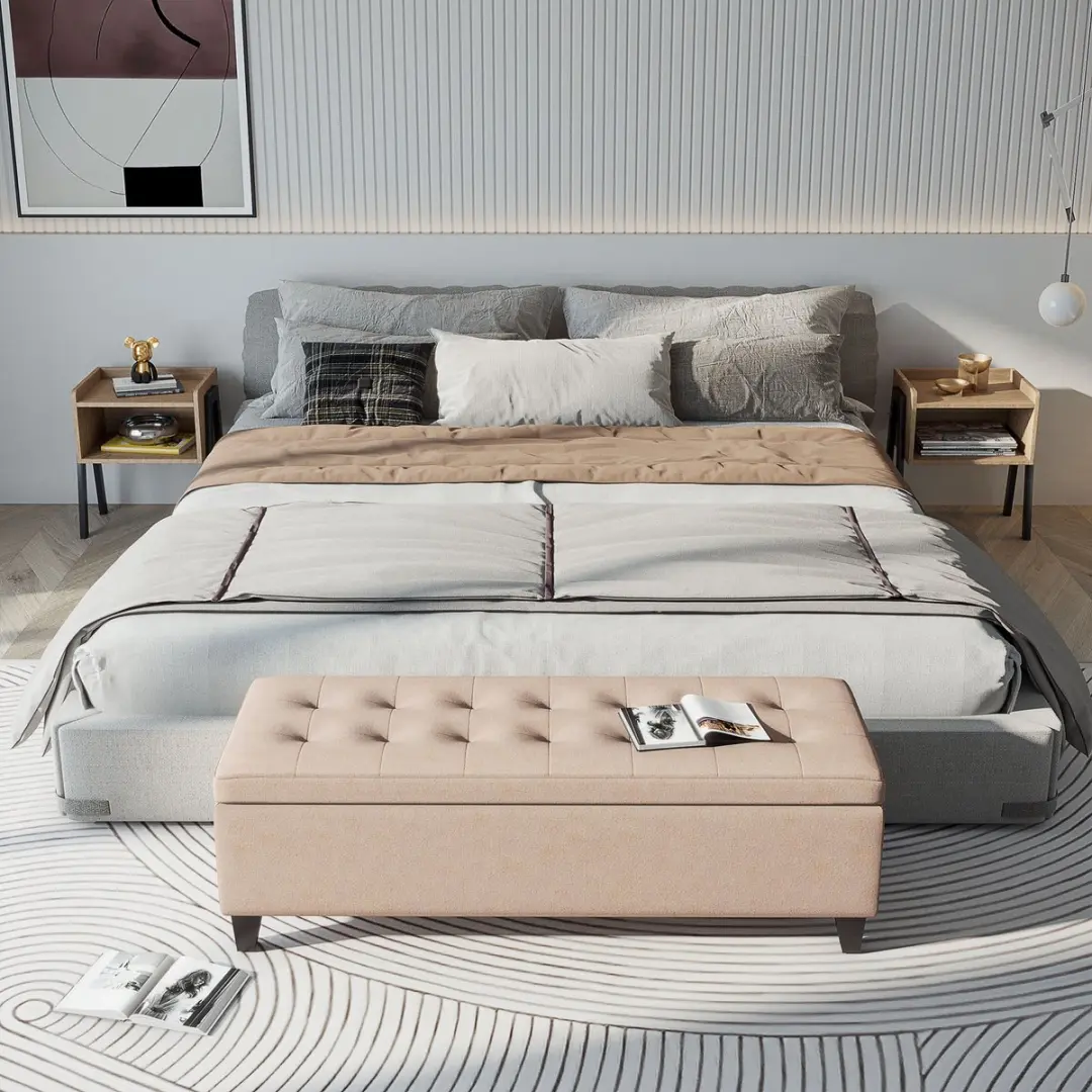 Homcom Sitzbank Beige - 125x49x41,5cm - afbeelding 3 van 6