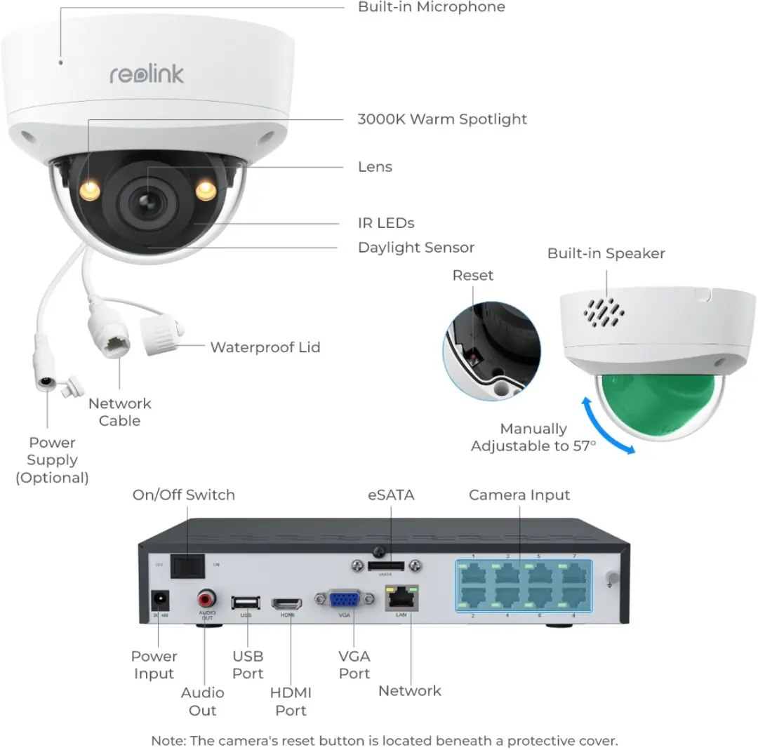 Reolink RLK8-500V4 NVR-systeem - 5MP - 4x Camera's - 2TB HDD