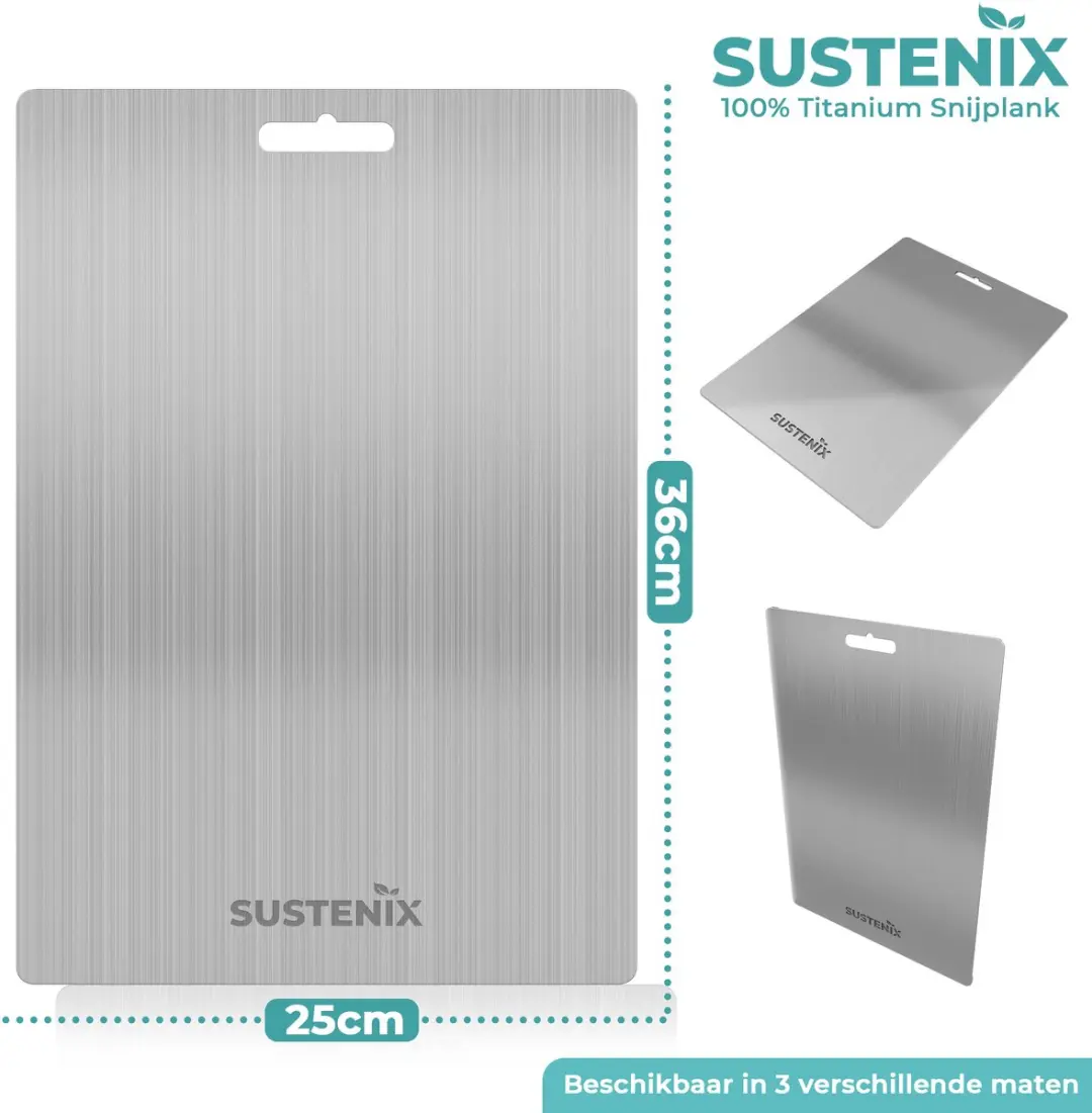 Sustenix Titanium Snijplank 36x25cm - Antibacterieel