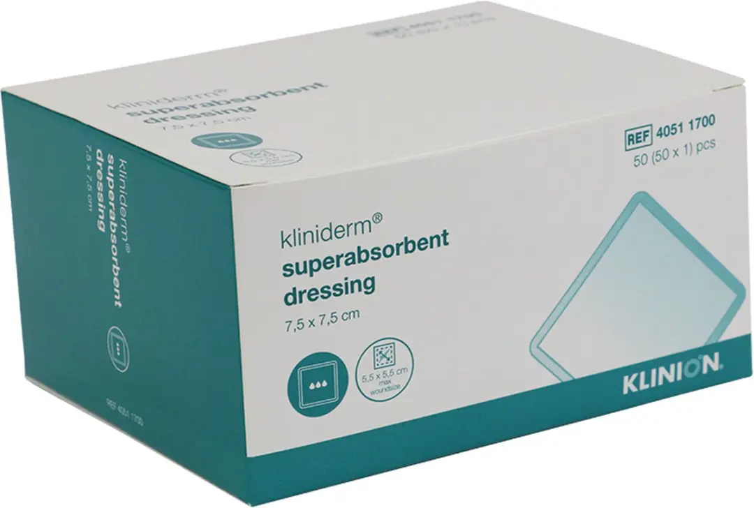 Klinion Kliniderm Superabsorberend Verband 7,5x7,5cm - 50 Stuks