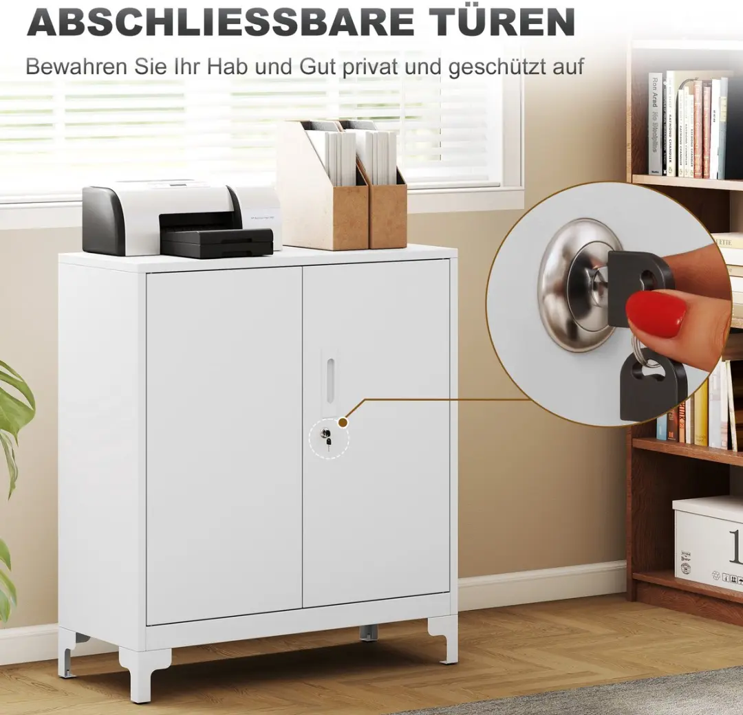 Homcom Metall Kast 80x35x91cm - Wit