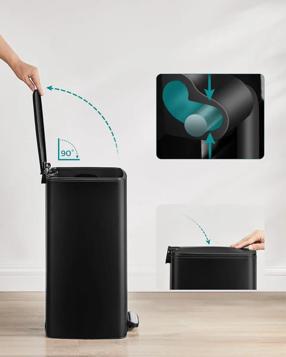 Songmics Vuilnisbak 30L - Inktzwart