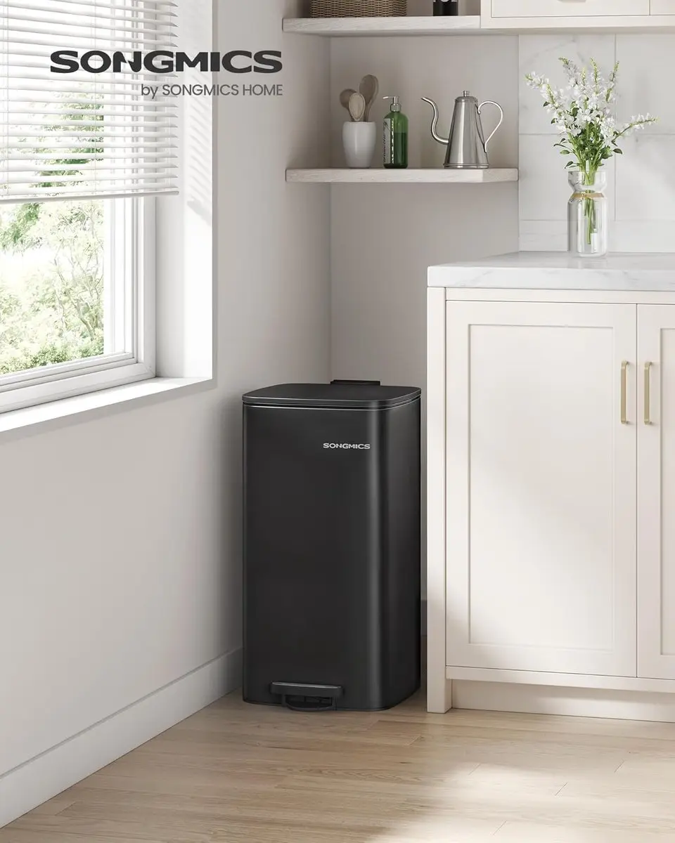 Songmics Vuilnisbak 30L - Inktzwart