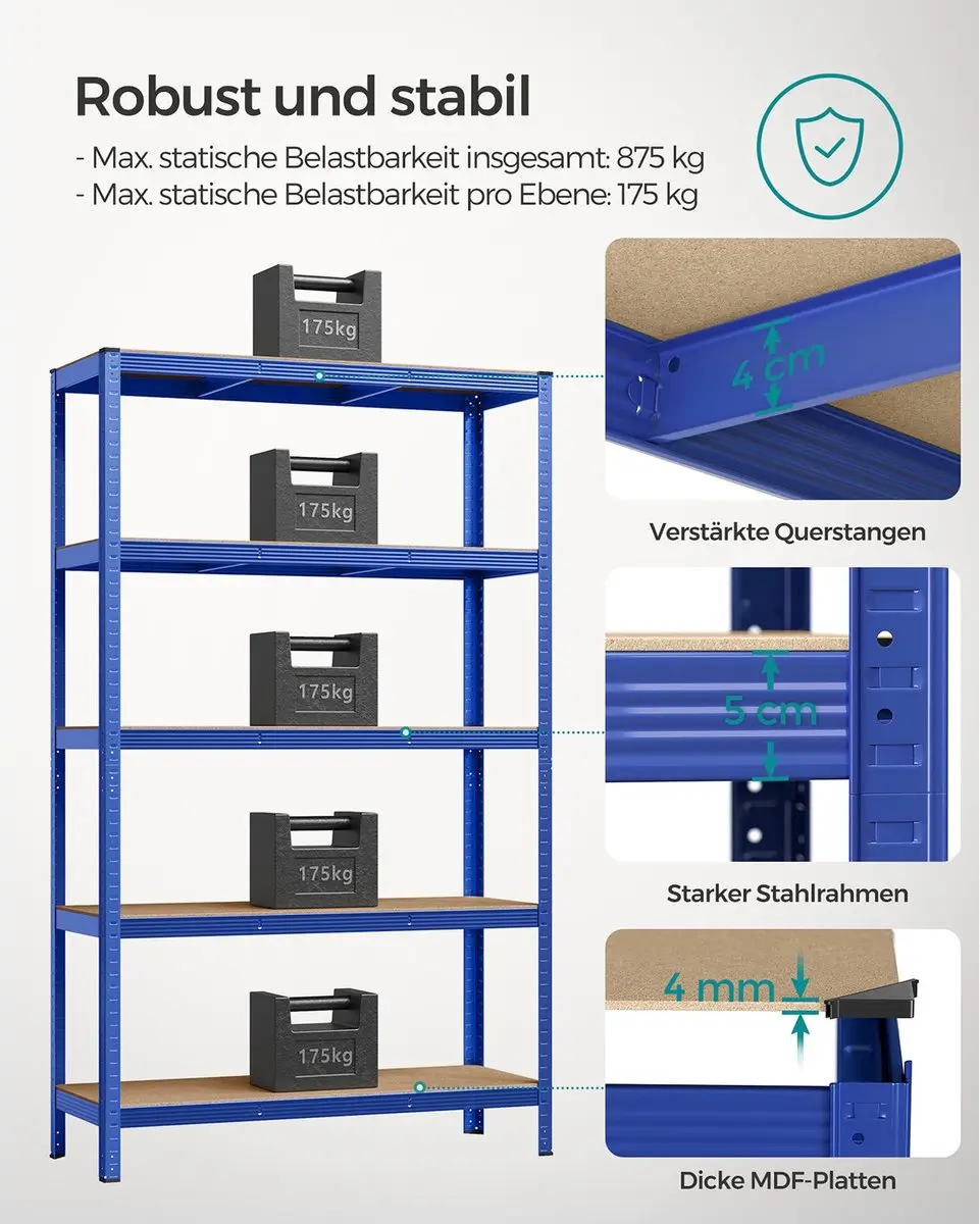 Songmics Zwaarlastrek Blauw - 875 kg - afbeelding 5 van 6