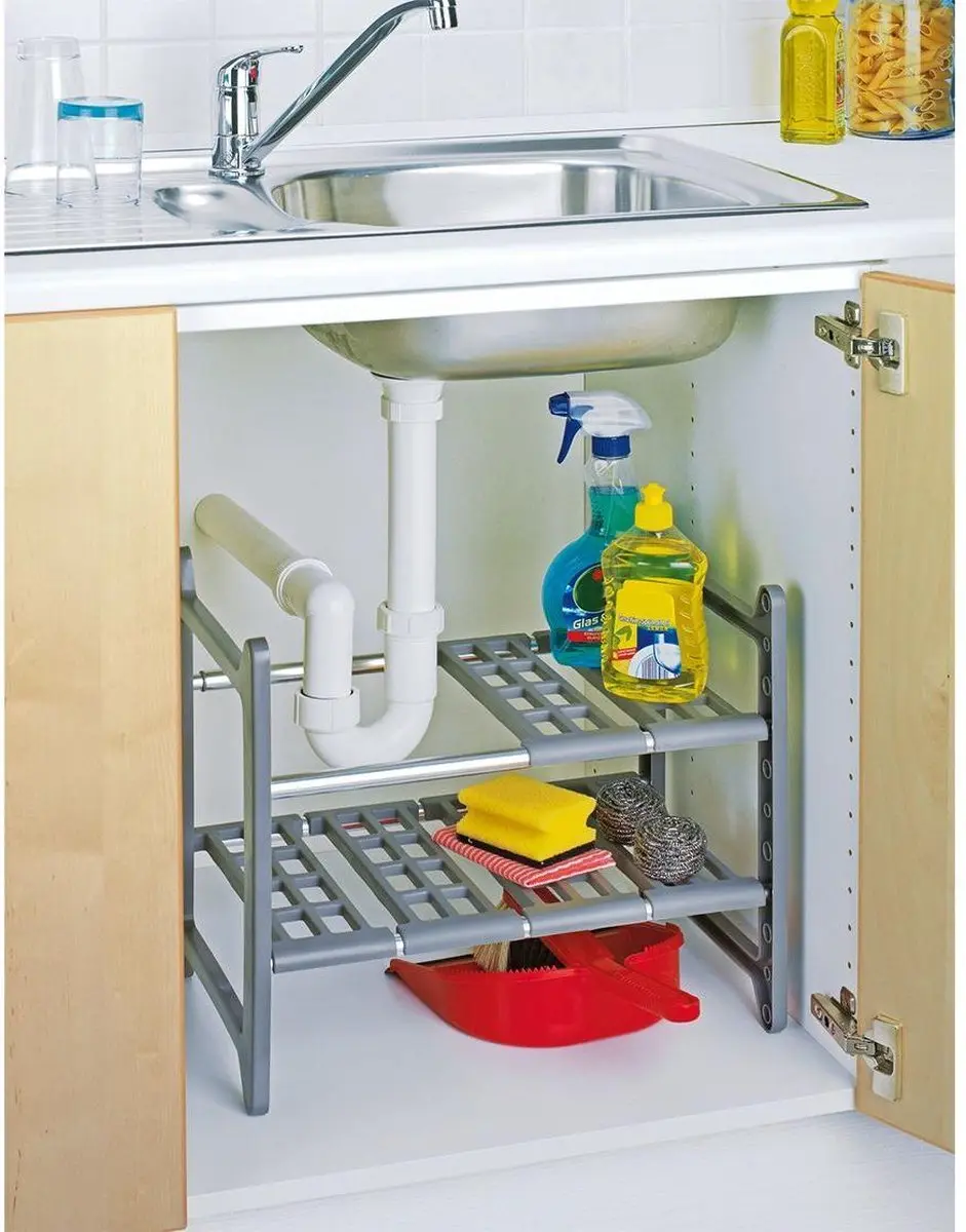 Wenko Flexi Keukenrek 45-80cm - Grijs - afbeelding 2 van 6