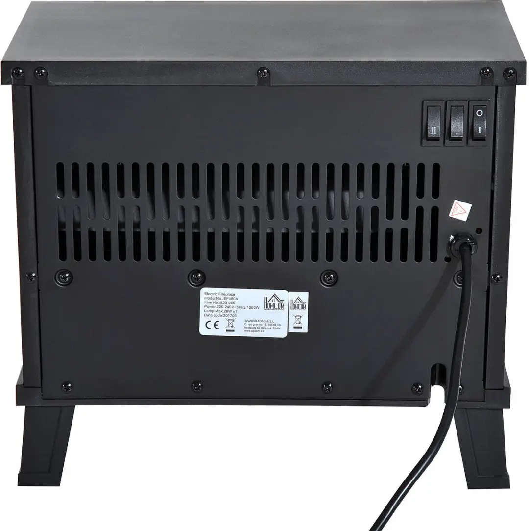 Homcom Metall Kaminofen 1200W - 2 standen - 34x17x31cm - Zwart - afbeelding 6 van 6